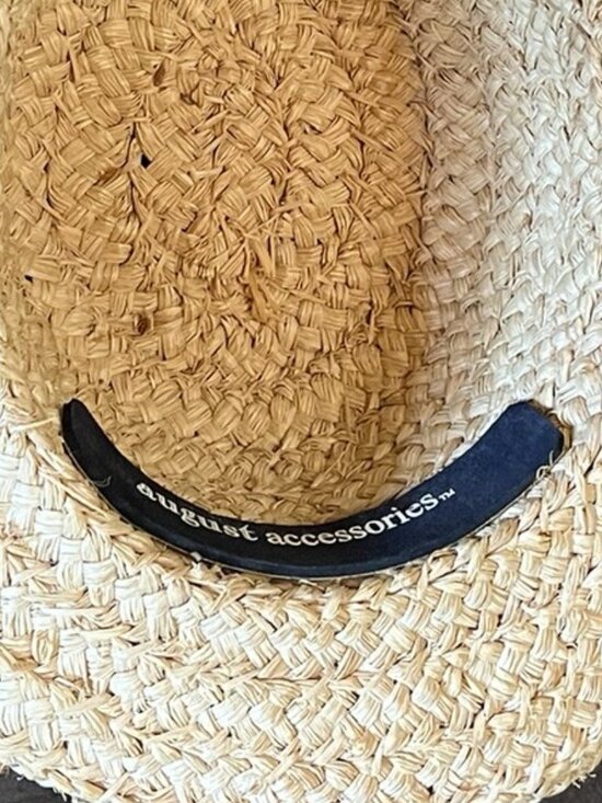 Vintage August Accessories Natural Straw Sun Hat with Black Grosgrain Sash & Bow main image 4